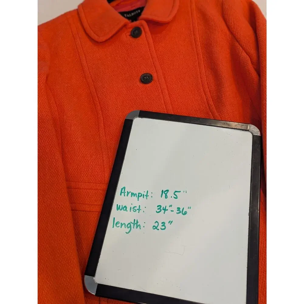 Talbots Orange Wool Blend Peplum Jacket Blazer Size 6 Button Front